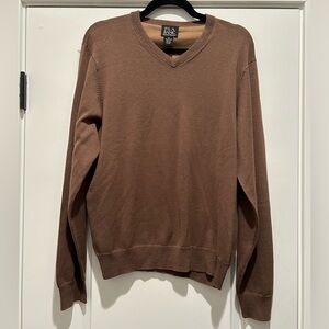 Jos A Bank 100% Silk V Neck Sweater Mens M Lightweight Luxury Knit Pullover